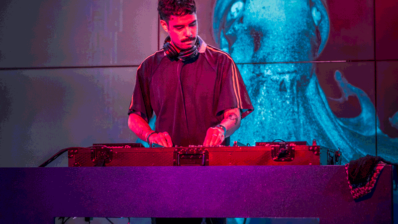 A DJ playing at Nocturnal, Melbourne Museum.