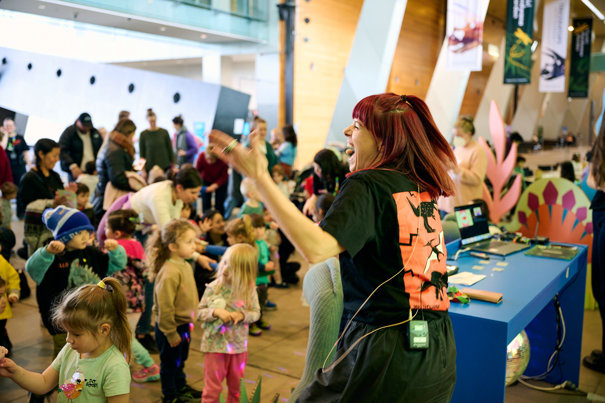 Children Dancing at the Dino Disco during Dino Days.