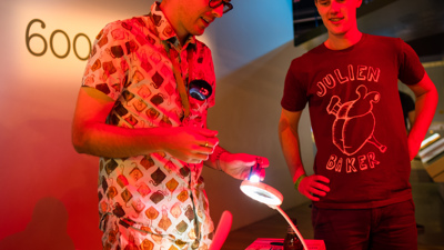 Museum Expert Tim Ziegler giving a talk in 600 Million Years exhibition during January 2018 Nocturnal event in Melbourne Museum.
