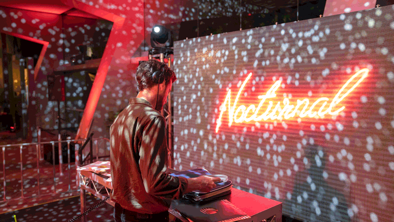 A Dj playing at Nocturnal, Melbourne Museum.