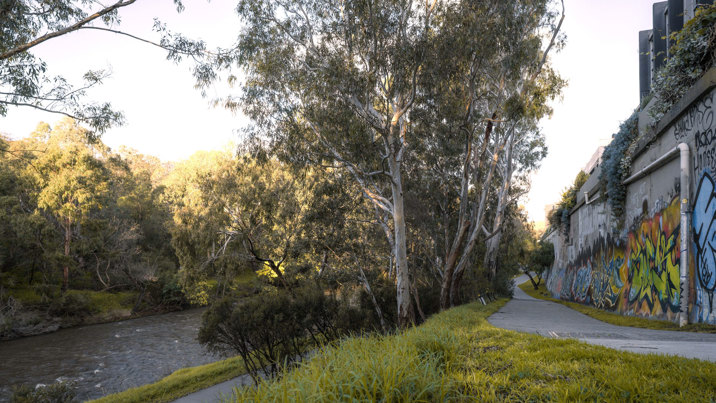 Industrial landscape meets the river