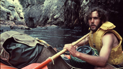 Bob Brown canoeing along the Franklin river.