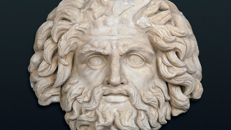 Stone mask of the roman god Jupiter.