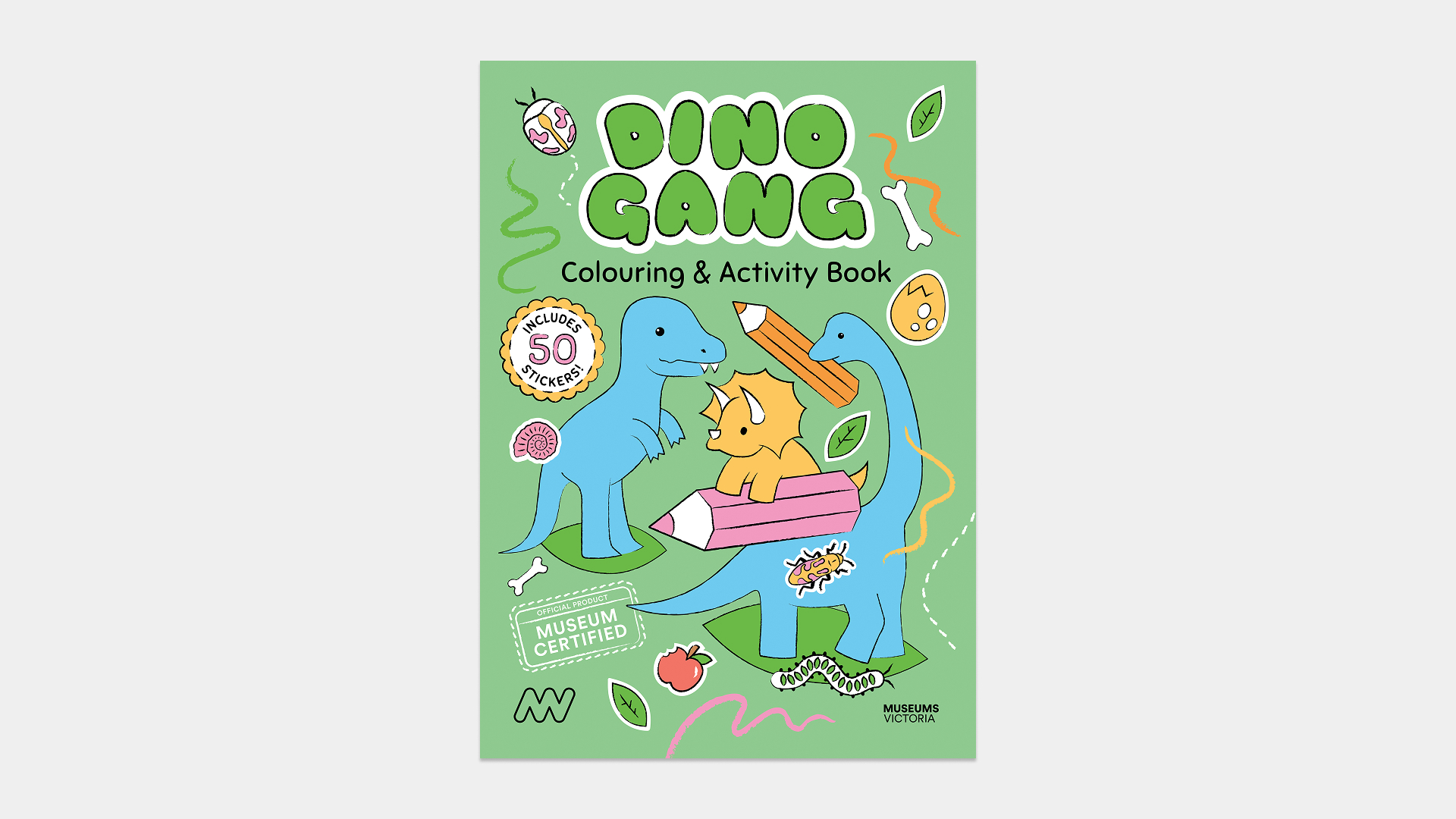 Front cover of the Dino Gang Colouring & Activity Book.