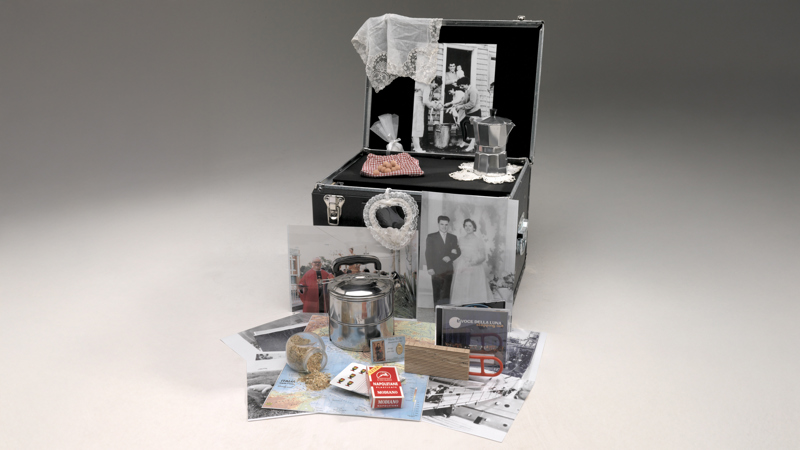 Various objects and props relating to Italian culture used in outreach programs