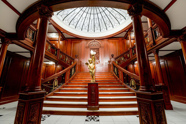 A wooden staircase