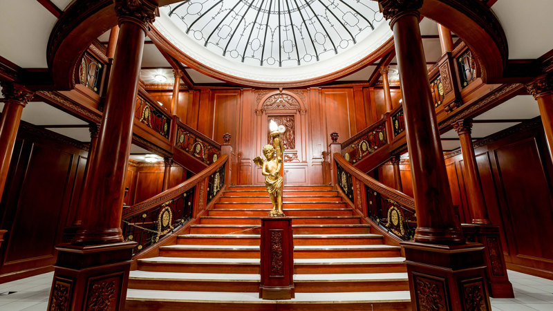 A wooden staircase